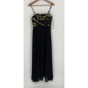 London Times Black/Gold Maxi Dress